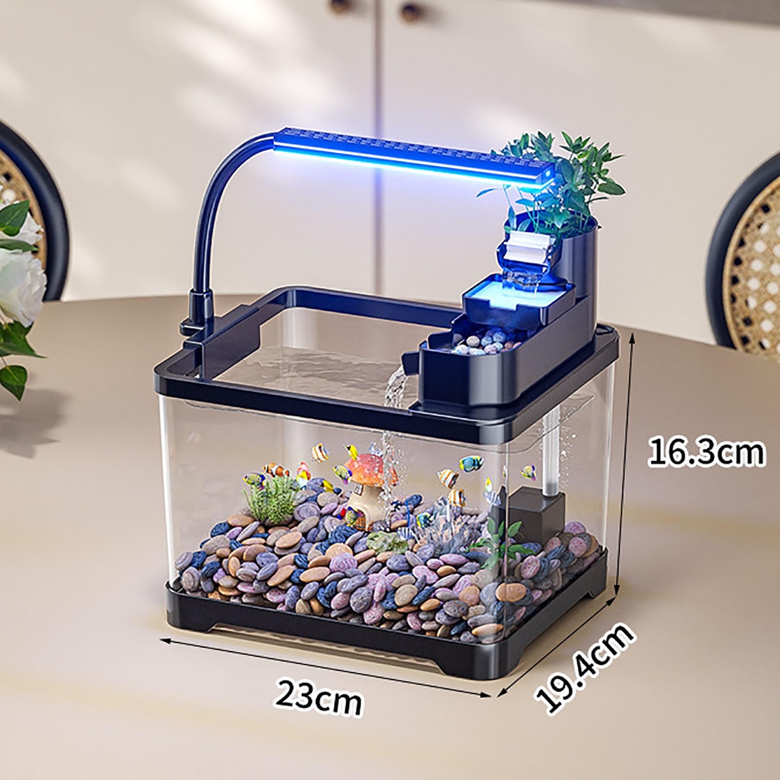 Led Kit Acuario, Acquario Completo, Illuminazione LED, Incluso Filtering Box Serbatoio Del Pesce Desktop Per Principianti Mini Acquario Completo(Small)