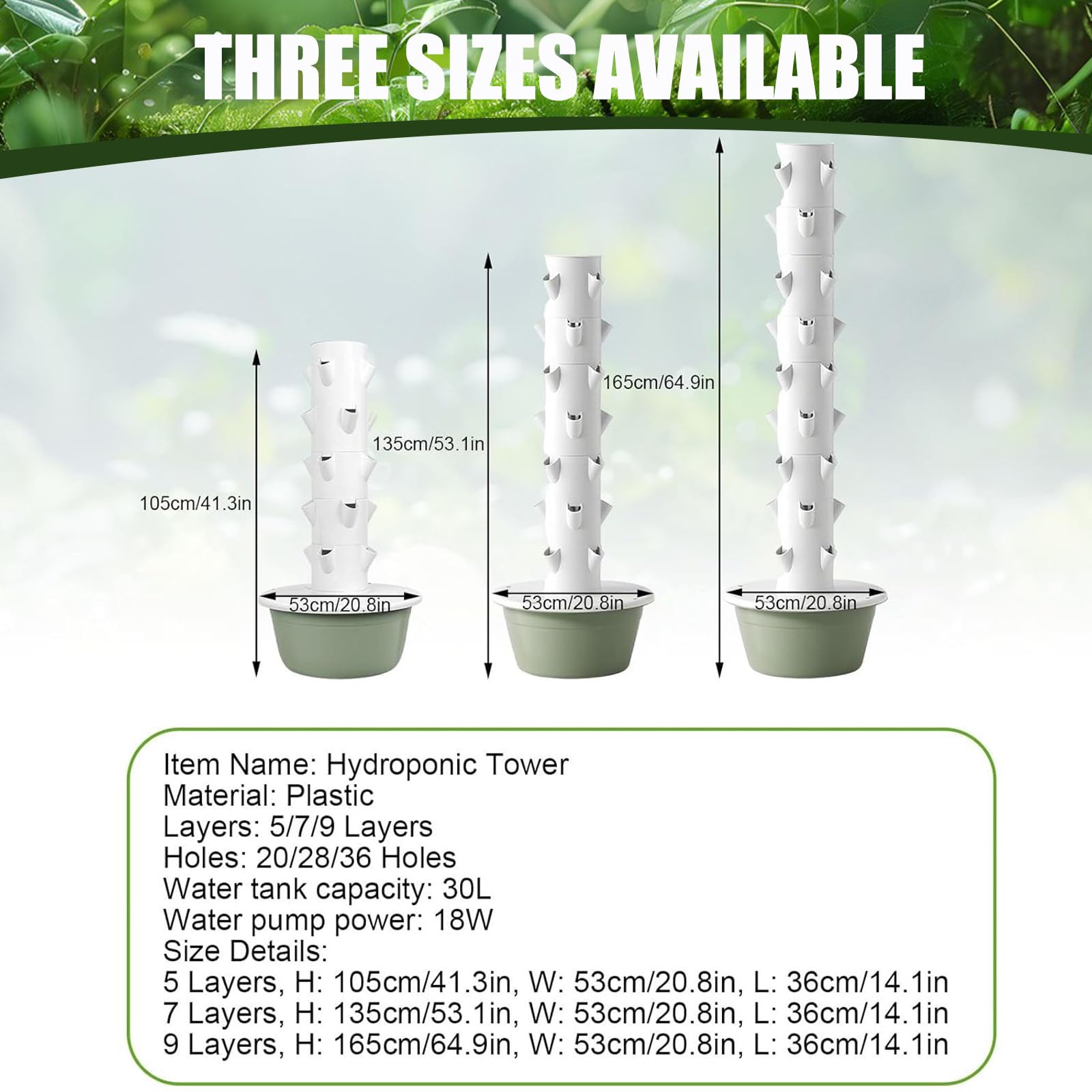 Silencioso Kit hidroponia Completo, Tanque 30L, Cambio de Agua Cada Mes, circulación automática, cultiva Lechuga, albahaca, Menta, Hiedra, para balcón, terraza, Restaurante, Granja 5Layers