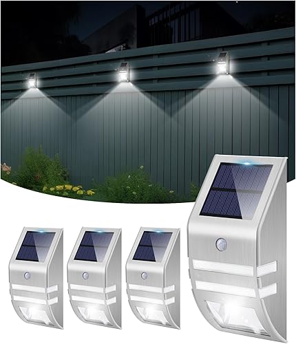 Miniatura 2 de Luces solares con sensor de movimiento para exteriores, impermeables, paquete de 8, paquete de 4 luces solares de seguridad blancas frías y 4