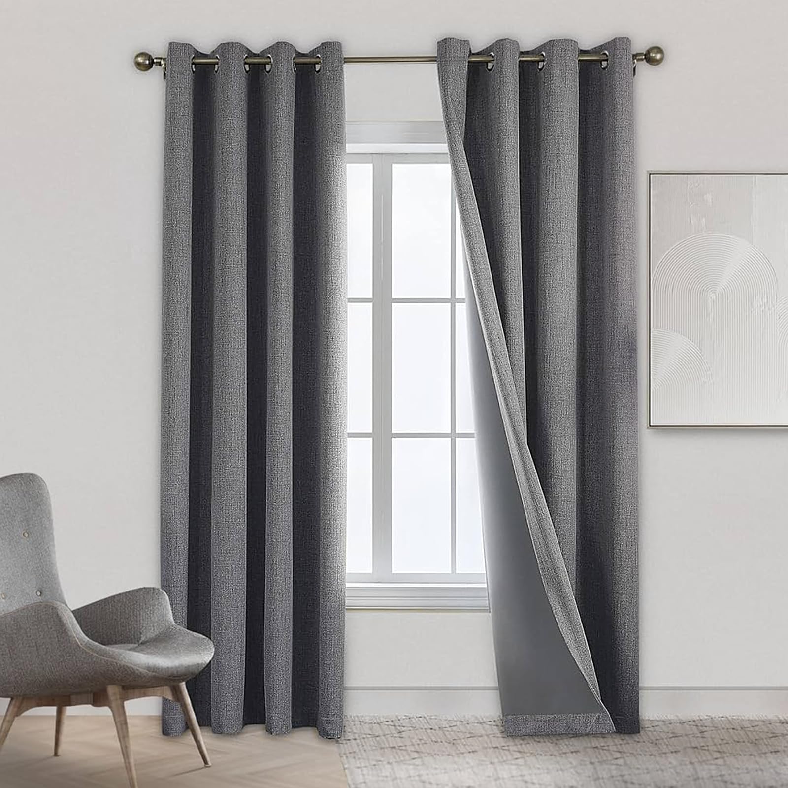 Rideaux occultants thermiques lot de 2 Sekey 140 x 245 cm pour fenêtres