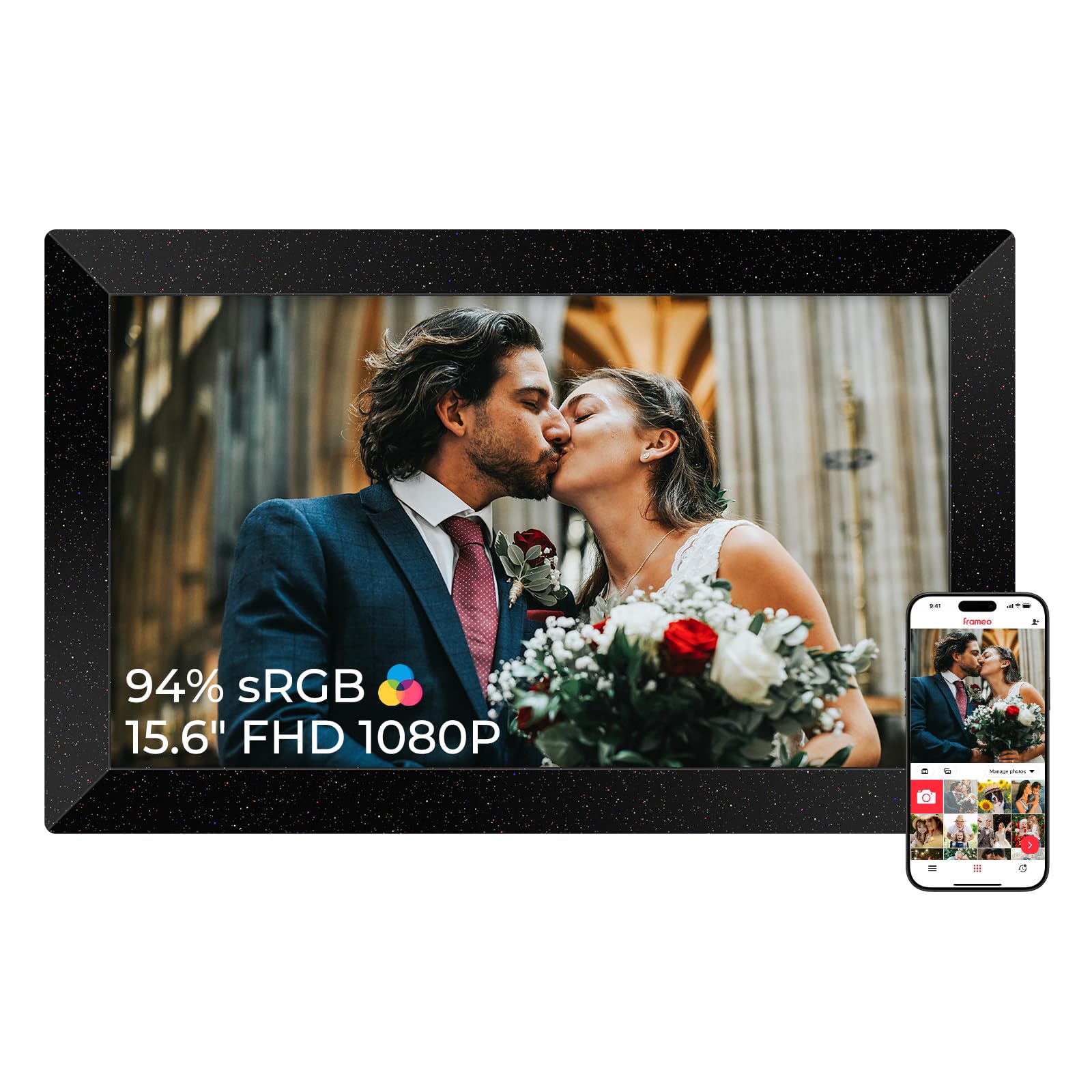 Frameo Marco de Fotos Digital WiFi 15.6" Estrella Oscura 94% sRGB, 64GB