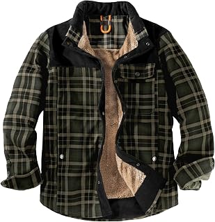 Duohropke Men's Jacket Checked Long Sleeve Quilted Flannel Shirt Thermal Shirt Hooded Shirt Casual Shirt Checked Shirt Sweat Jacket Fleece Jacket Winter Jacket Fleece Lining Hoodie Cardigan