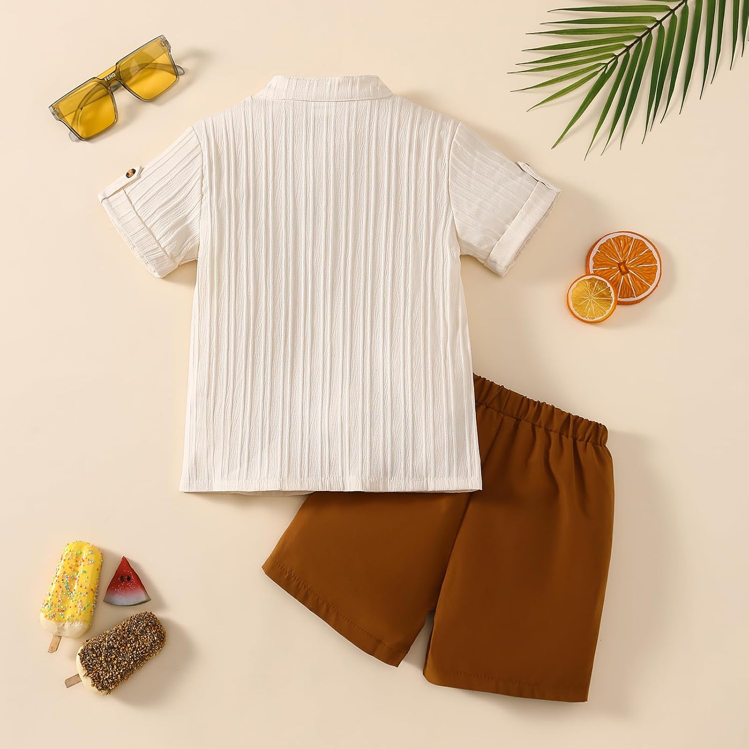 Little Boy Summer Clothes Short Sleeve Button Down Shirts + Casual Shorts 2PC Toddler Outfits