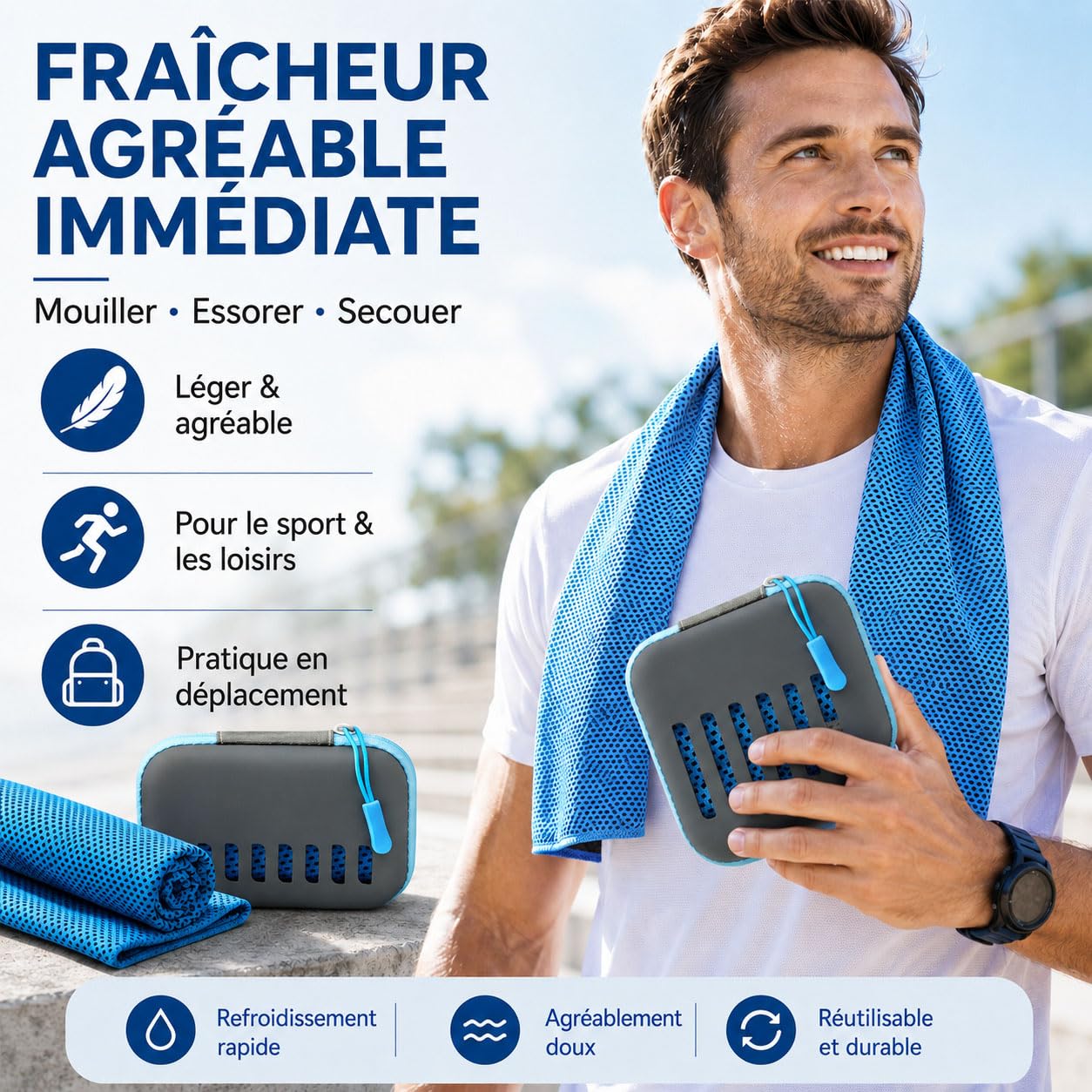 Générique Serviette rafraîchissante avec boîte de Rangement – ​​Lot de 3/5/ 9 – 30 x 80 cm – Serviette Polyvalente pour Le Sport, Le Cou et Les Voyages (9 pièces)