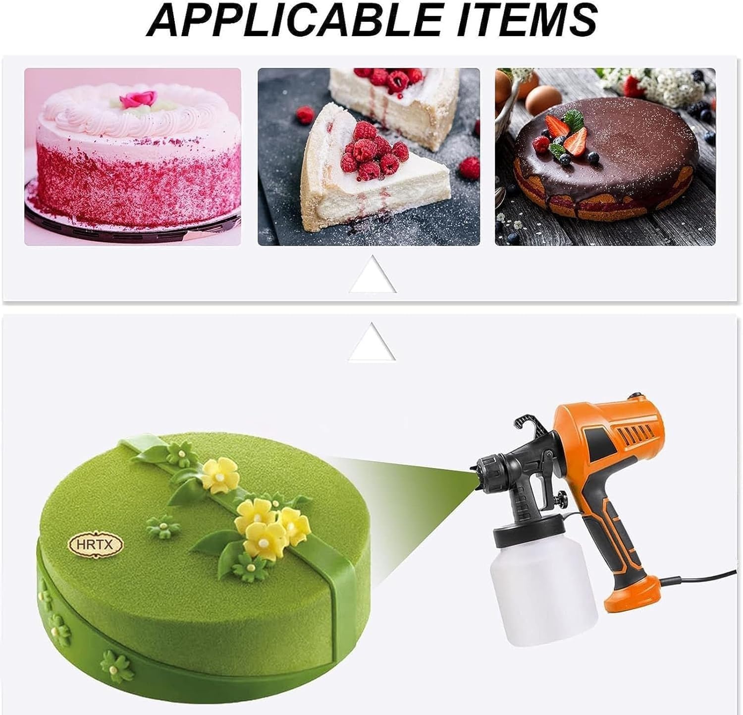 Pistola a spruzzo per torte, strumento di decorazione per cioccolato da 500 W, controllo del flusso regolabile, kit artistico per decorazioni di torte e cioccolato