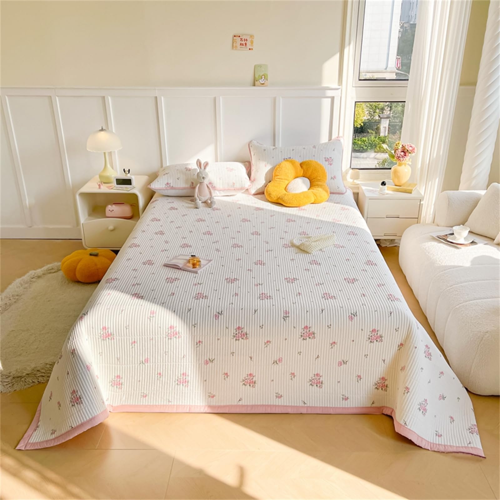Couvre-lit Imprimé Floral King Size 200x230cm – Réversible, Doux Et Chaud, Idéal Canapé Ou Lit