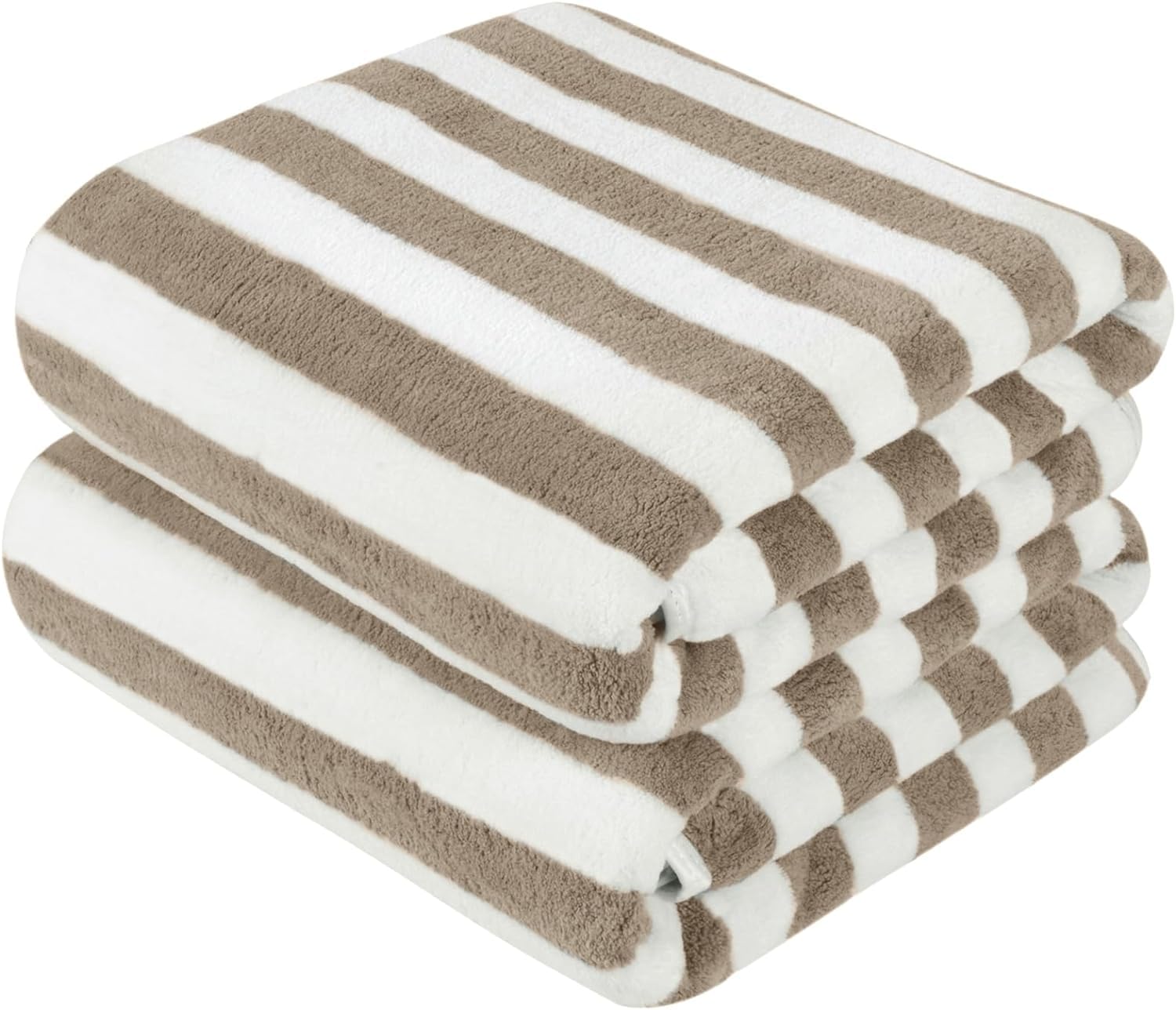 SKYTONE Microfiber Bath Towel 500 GSM Soft Towel for Bath Men and Women | Absorbent Super Soft & Comfortable Quick Drying Bathing Towel with Hook (140 x 70 CM) (Pack of 2, Brown Striped)