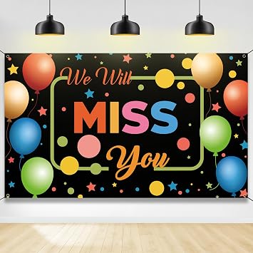 We Will Miss You Backdrop Banner, Going Away Decorations, Photo Booth Props for Farewell Goodbye Moving Away Retirement Graduation Party Decorations for Indoor Outdoor, Fabric, Vicycaty
