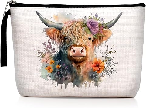Western Makeup Bag Highland Cow Gifts Western Gifts for Women Farm Girl