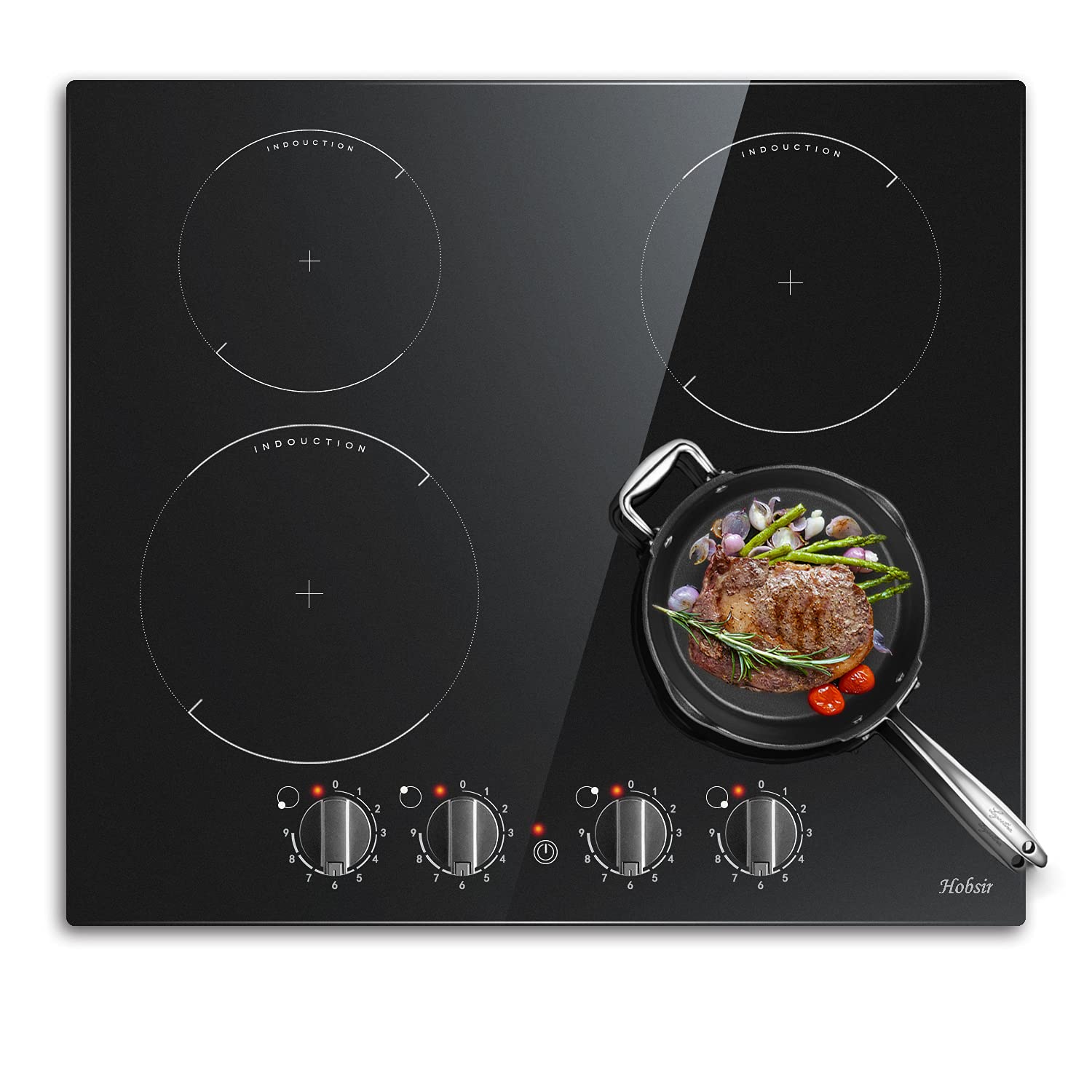 Buy Induction Hob Black Glass Electric Cooktop Builtin 4 Zone Electric