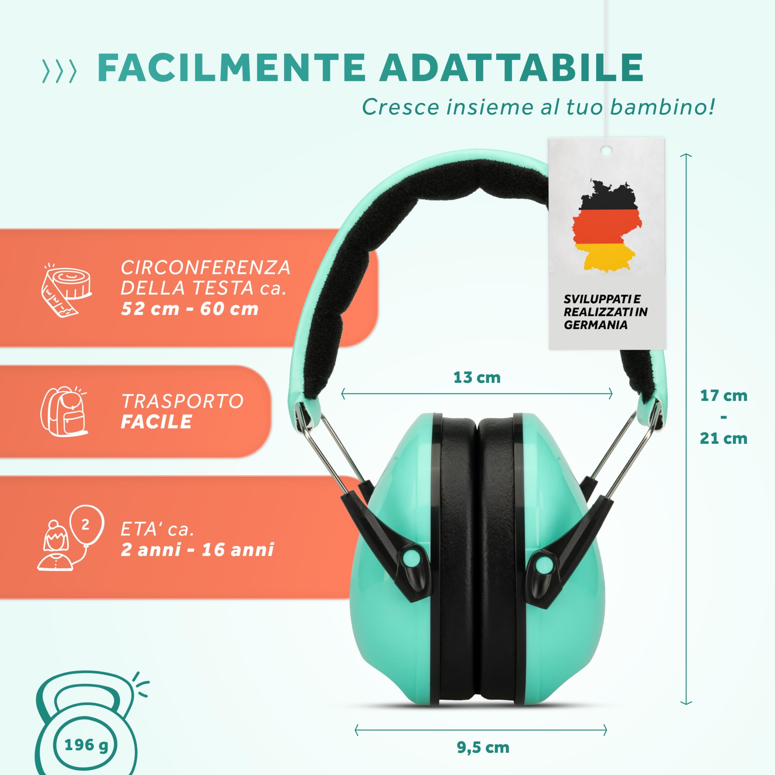 Schallwerk® Kiddies – Cuffie Antirumore Bambini – Protezione dell’Udito con Isolamento Acustico – Cuffie Rumore, Ideali per Scuola, Viaggi e Feste, Aero, Antirumore, Neonato, concerto, neonati