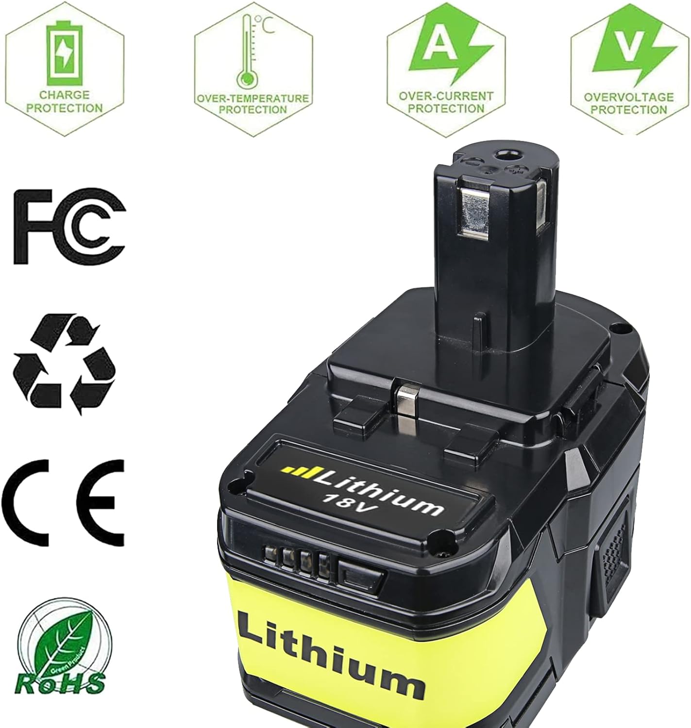 VANTTECH 2Pack P109 18V 9.0Ah Lithium Replacement for Ryobi 18V Battery P102 P103 P104 P105 P107 P108 P109 Compatible for Ryobi 18V Cordless Tools