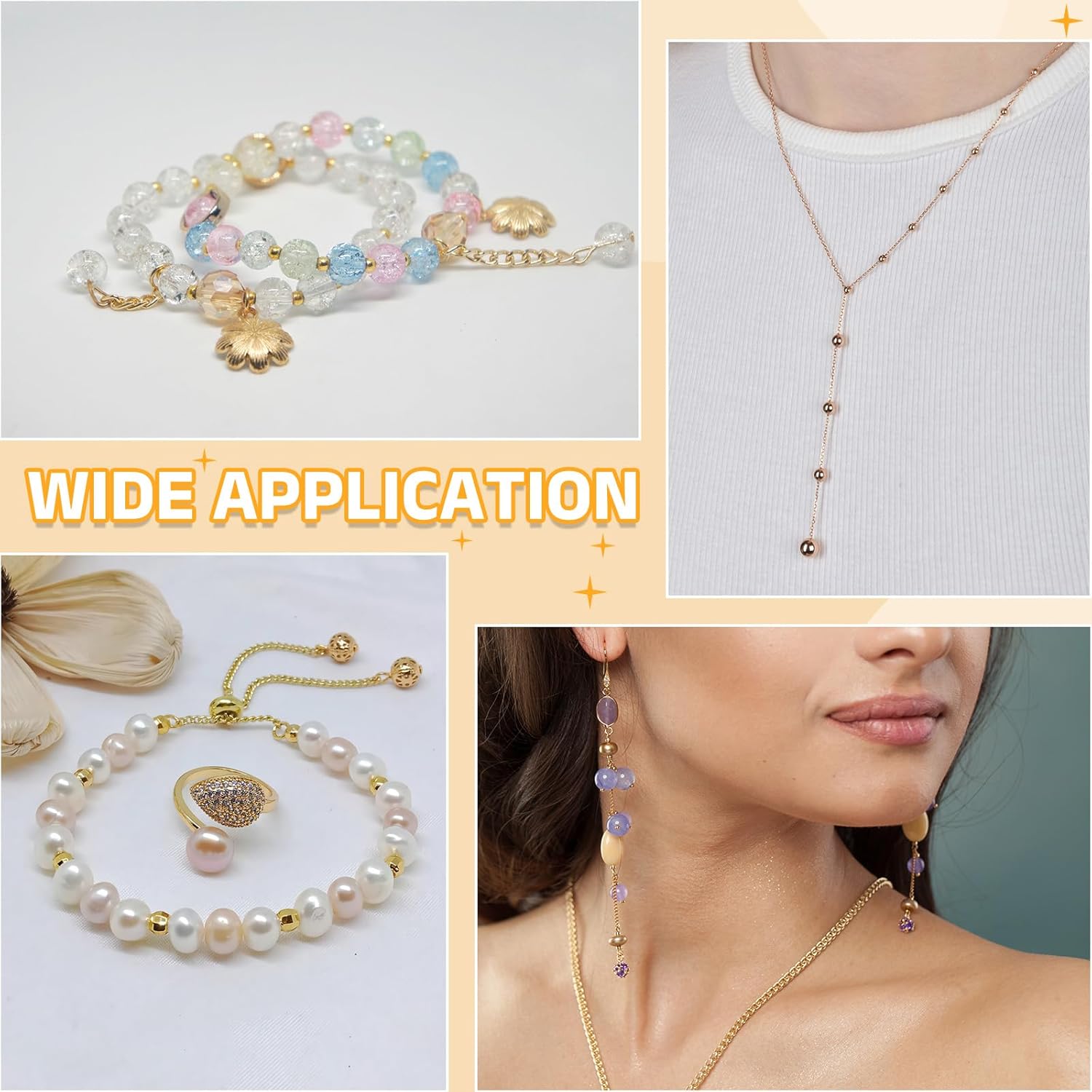 uxcell 20 Pcs Crimp Beads for Jewelry Making, 3.5mm Spacer Bead Covers, Cord End Crimp Stopper Beads for Bracelet Necklace Ends Accessories, Black - Image 7