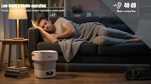 Miniatura 6 de Mini máquina de lavandería de 16 litros, lavadora portátil y giratoria, plegable y compacta para ropa de bebé, ropa interior, calcetines, ideal para