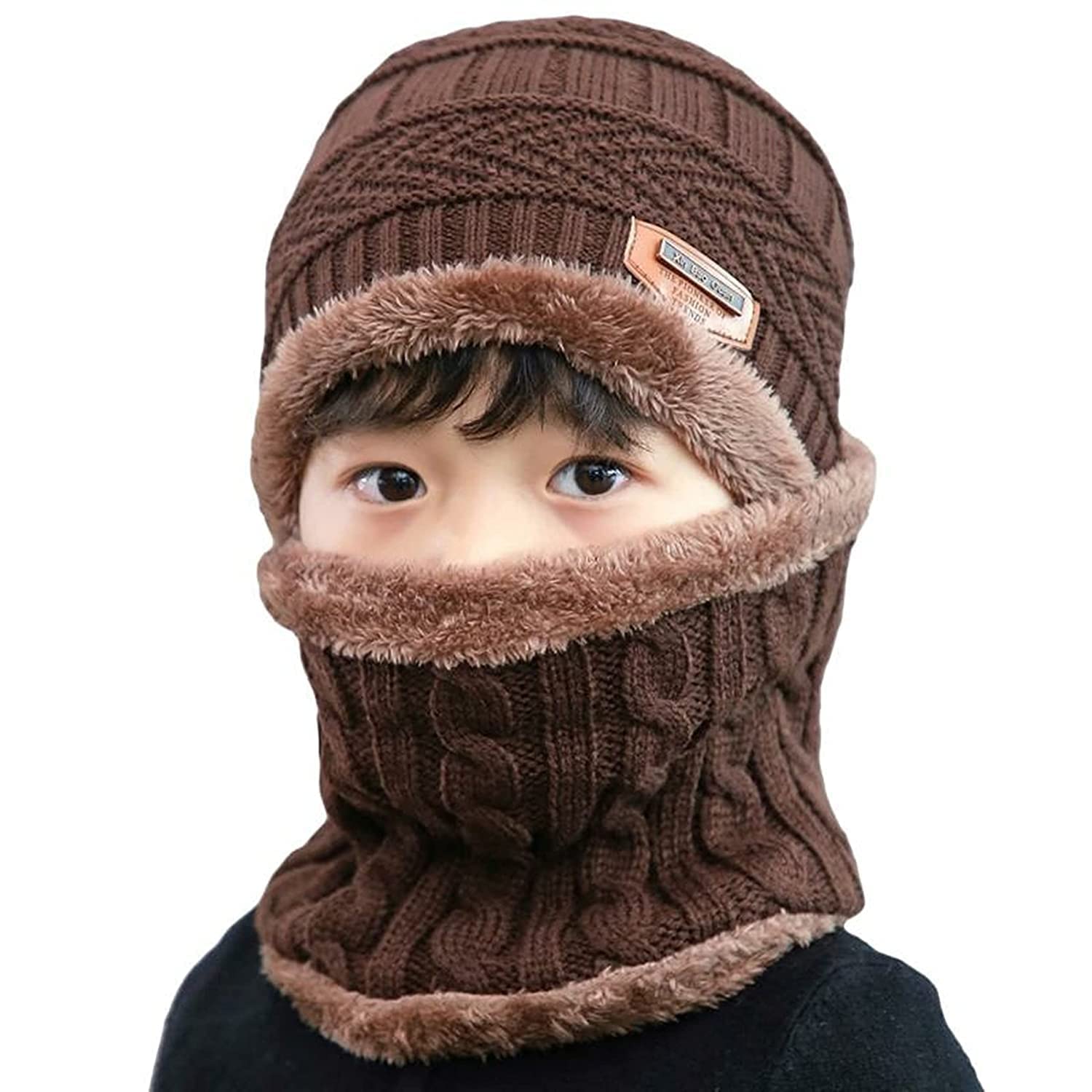 YOUTH RIDE Kids Winter Caps Unisex Beanie Scarf Set for 4-13 Years, Stylish Woolen Winter Cap for Boys and Girls, Free Size Cap for Winter, Ideal Winter Cap for Kids 2