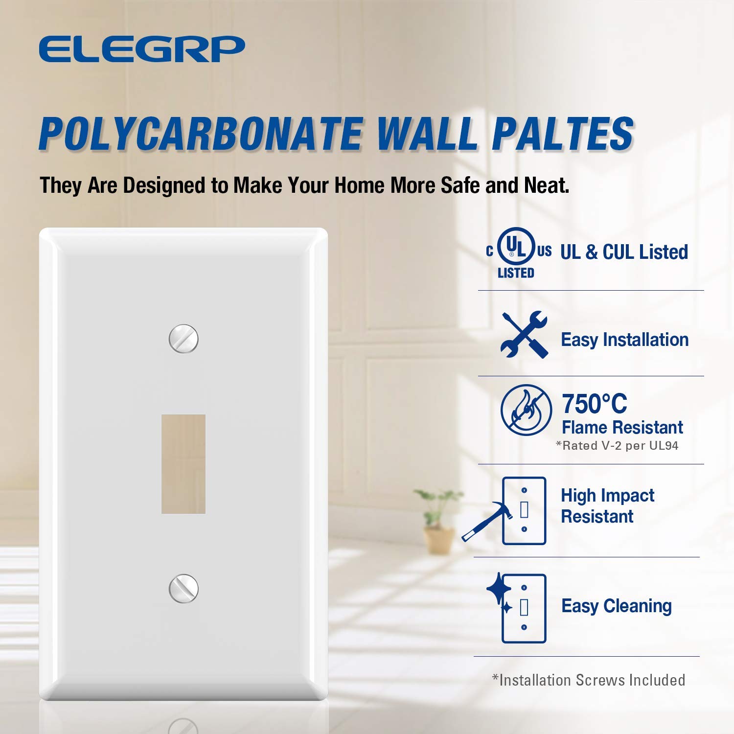 Replace Wall Switches - Durable Polycarbonate Plates -3