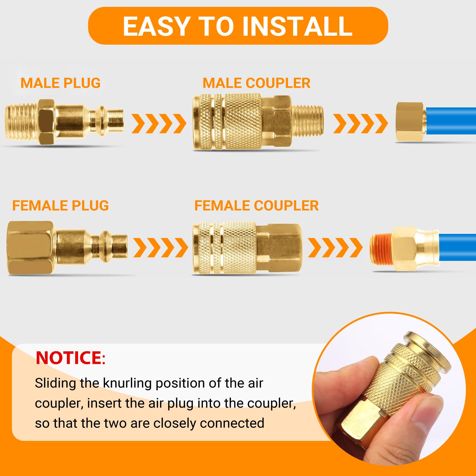 1/4" Quick Connect Air Fittings - 14 Pack -3 1/4" Quick Connect Air Fittings - 14 Pack -3