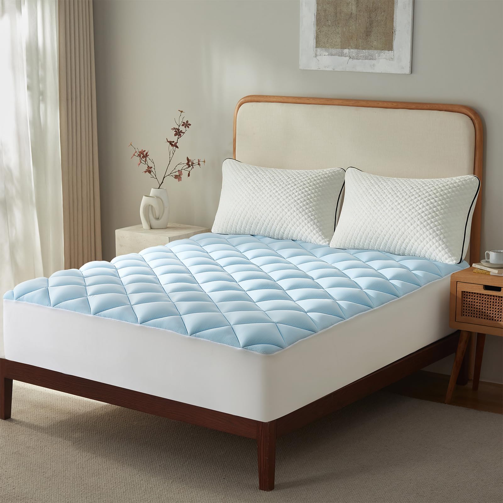 SureFit Twin Size Memory Foam Mattress Topper Cooling Gel-Infused