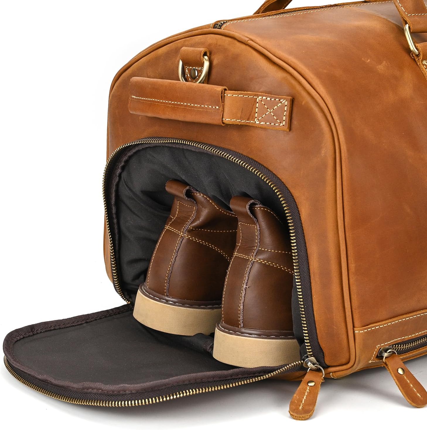 Full Grain Leather Duffel Bags for Men and Women Travel Overnight Weekend Leather Bags Sports Gym Duffel