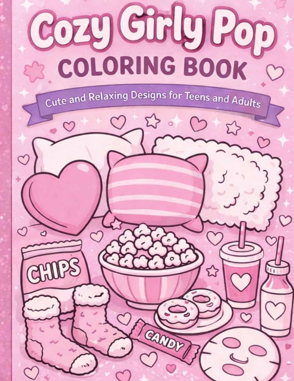 Cozy Girly Pop Coloring Book: Cute and Relaxing Aesthetic Designs for Teens and Adults