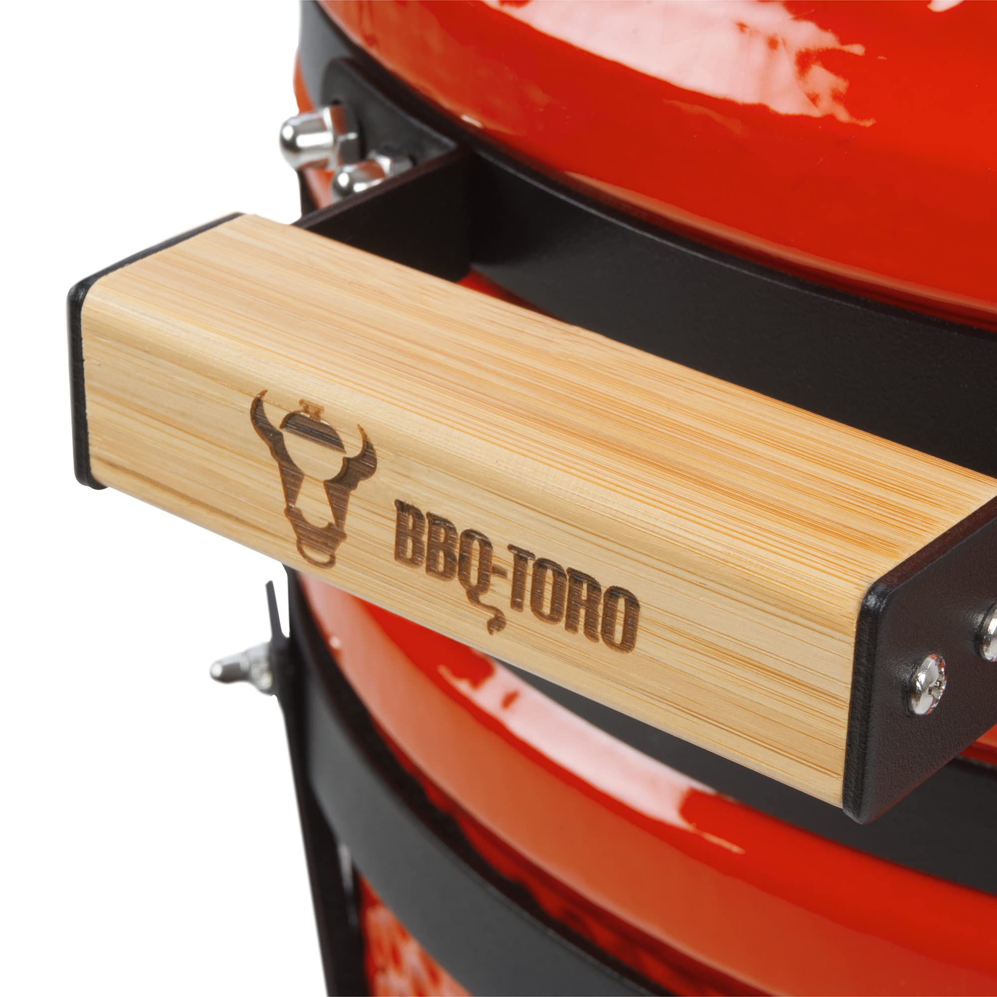 BBQ-Toro Kamado Grill Holzkohlegrill Shiro Ø 39 cm | Rot | Mini Holzkohlegrill mit Thermometer & Holzgriffen | Keramikgrill rund | Ceramic Grill Ei, Smoker, BBQ Grillofen, Kamado BBQ
