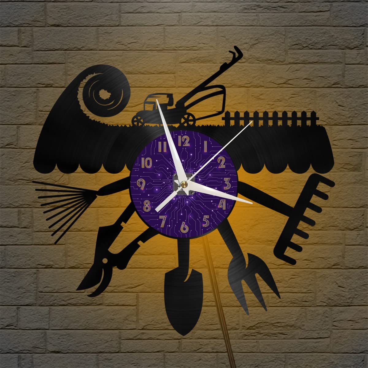 Horloge murale vinyle 12 pouces art noir LED XDGFR chambre