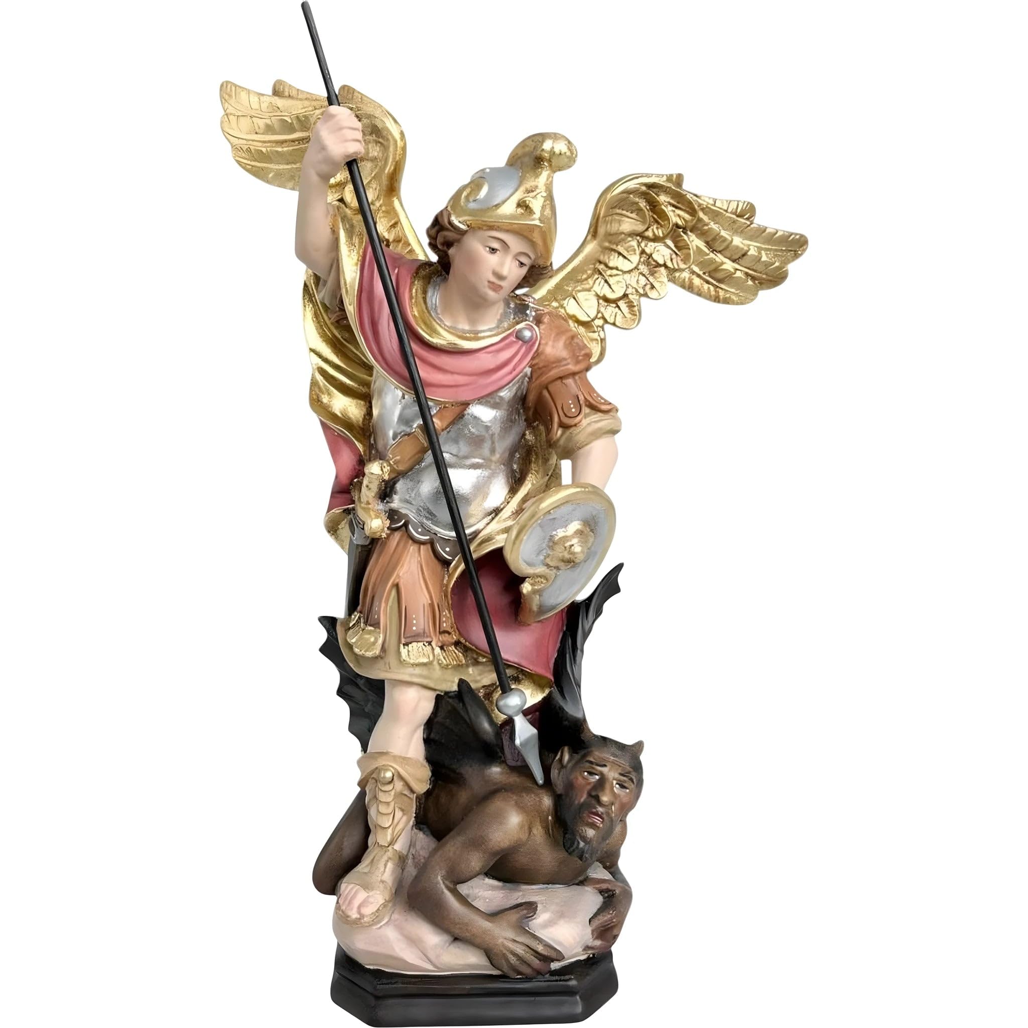 Wooden Statue of Archangel Michael with Spear by Dolfi