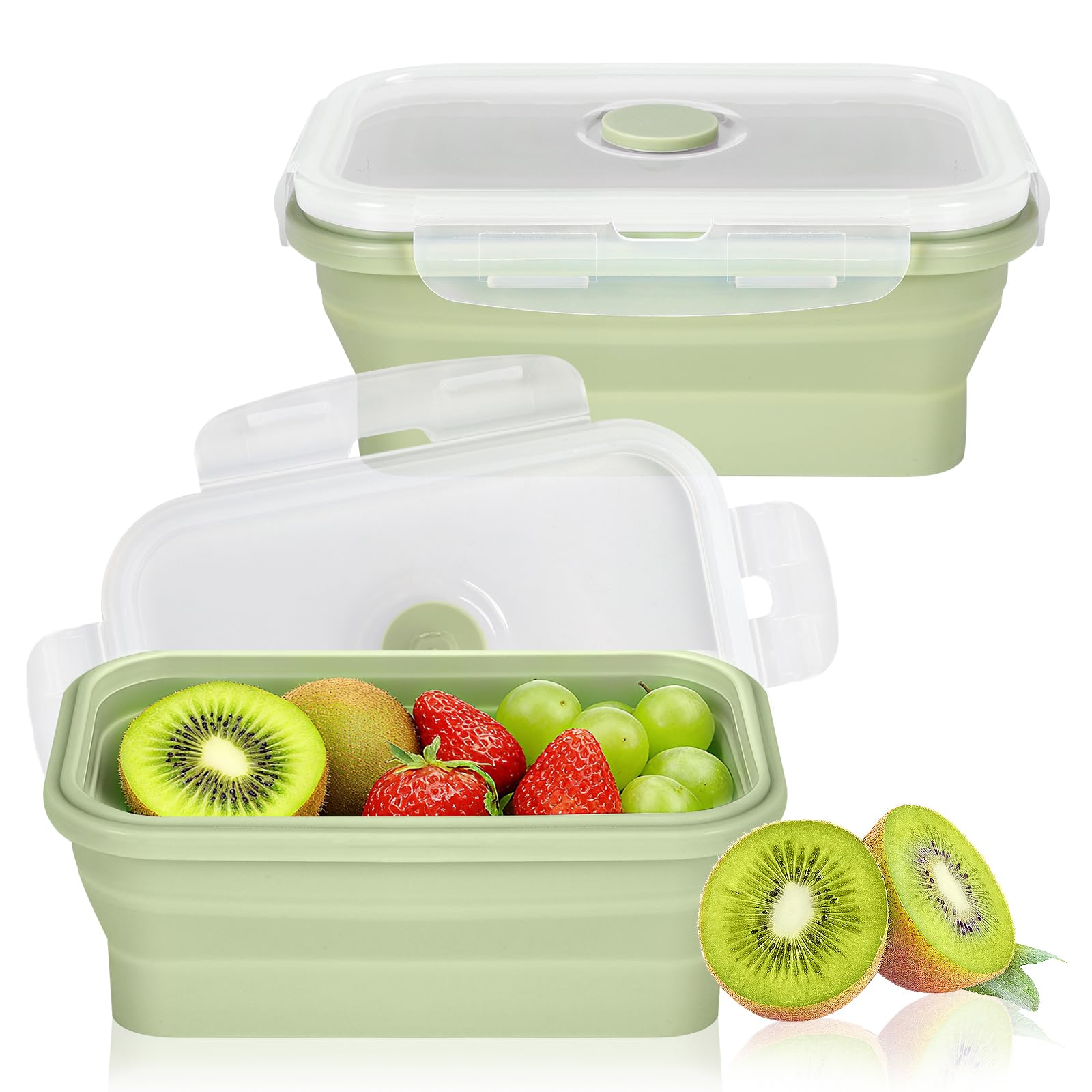 Ouxayapl 1 Stück Faltbare Brotdose, 550ML Faltbare Dosen mit Deckel, Faltbare Lunchbox, Bento Box, Brotdose Faltbar, Silikon-Lebensmittelbehälter-Set, Mikrowellen & Gefrierschrankgeeignet (1) Küche, Haushalt & Wohnen