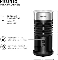 Vista 4 de Espumador Independiente Keurig Funciona con Leche No Láctea, Espumado Caliente y Frío, 6 Oz, Negro