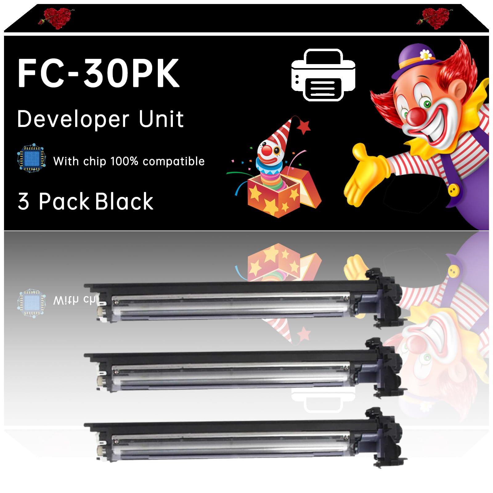 FC-30PK Developer Unit Compatible with Toshiba E-Studio 305CS 305CP 306CS Printers, Enhanced Durability, Ideal for High-Volume Printing (3 Pack Black)
