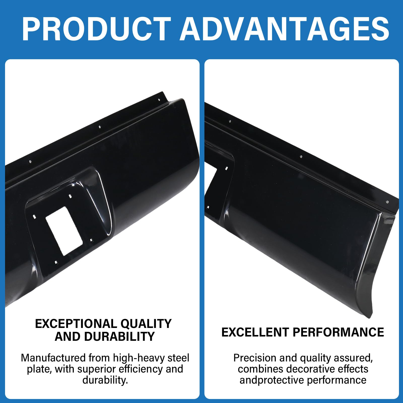 MOTORHOT Rear Steel Roll Pan Bumper License Plate w/LED License Compatible with 1999-2007 Chevy Silverado GMC Sierra 1500