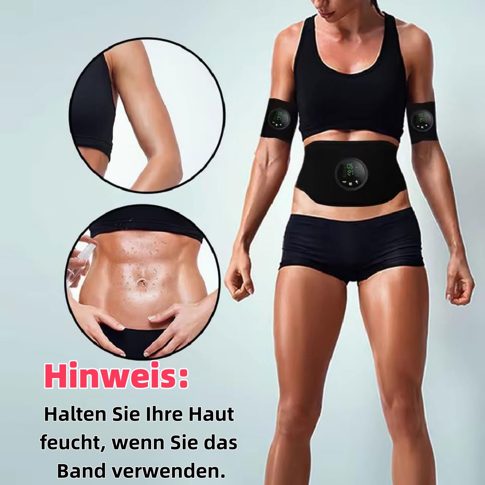 Apeborn Nächste Generation Ultrastarker EMS-Muskel & Bauchmuskeltrainer, 3er-Set EMS-Bauchtrainingsgerät,12 Trainingsprogramme&19 Intensitätsstufen,USB-aufladbar,Geeignet für Bauch und Arme