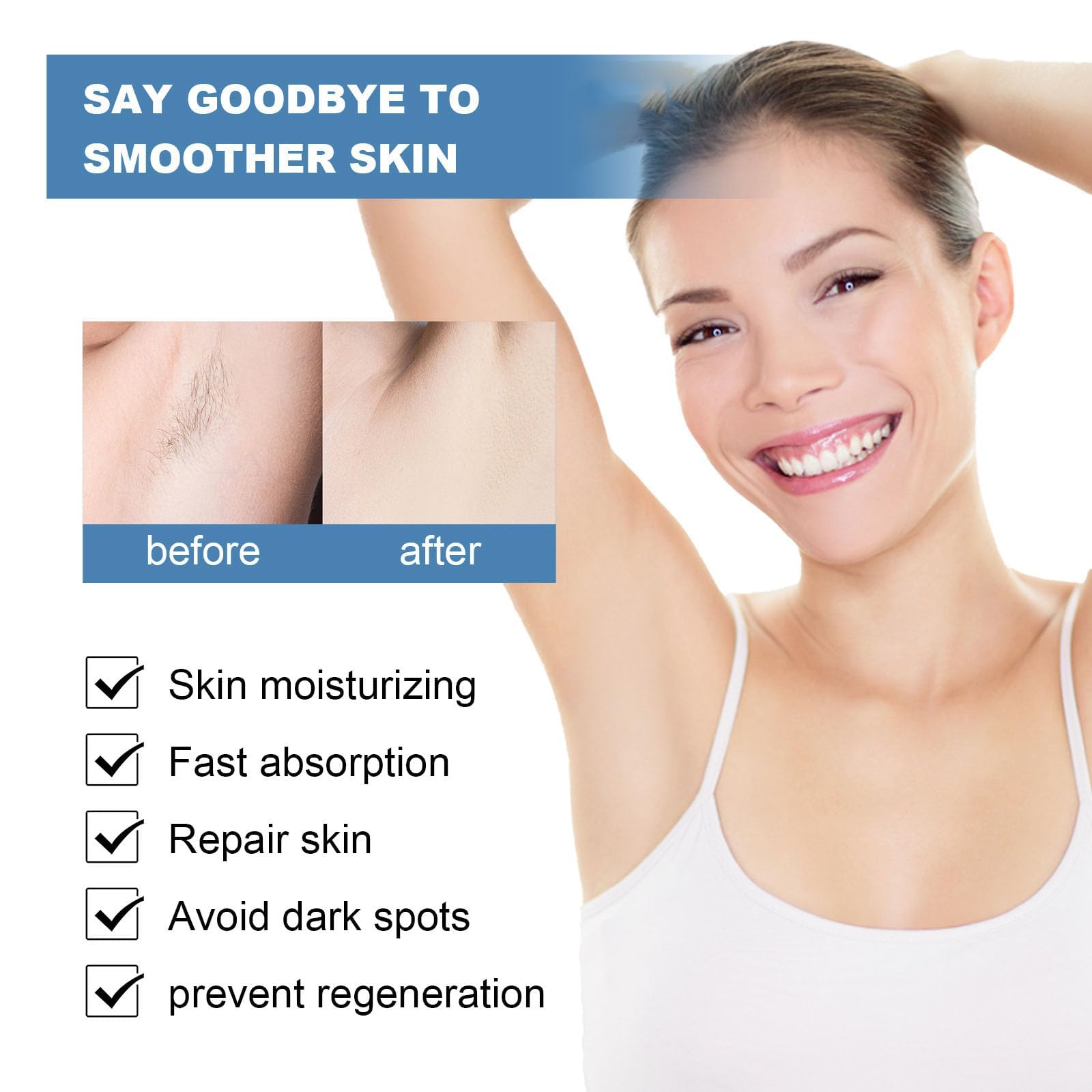 Tratamiento natural para el vello facial en el hogar con síndrome de ovario poliquístico, suero inhibidor para la depilación facial, suero para detener el vello facial (2pcs)