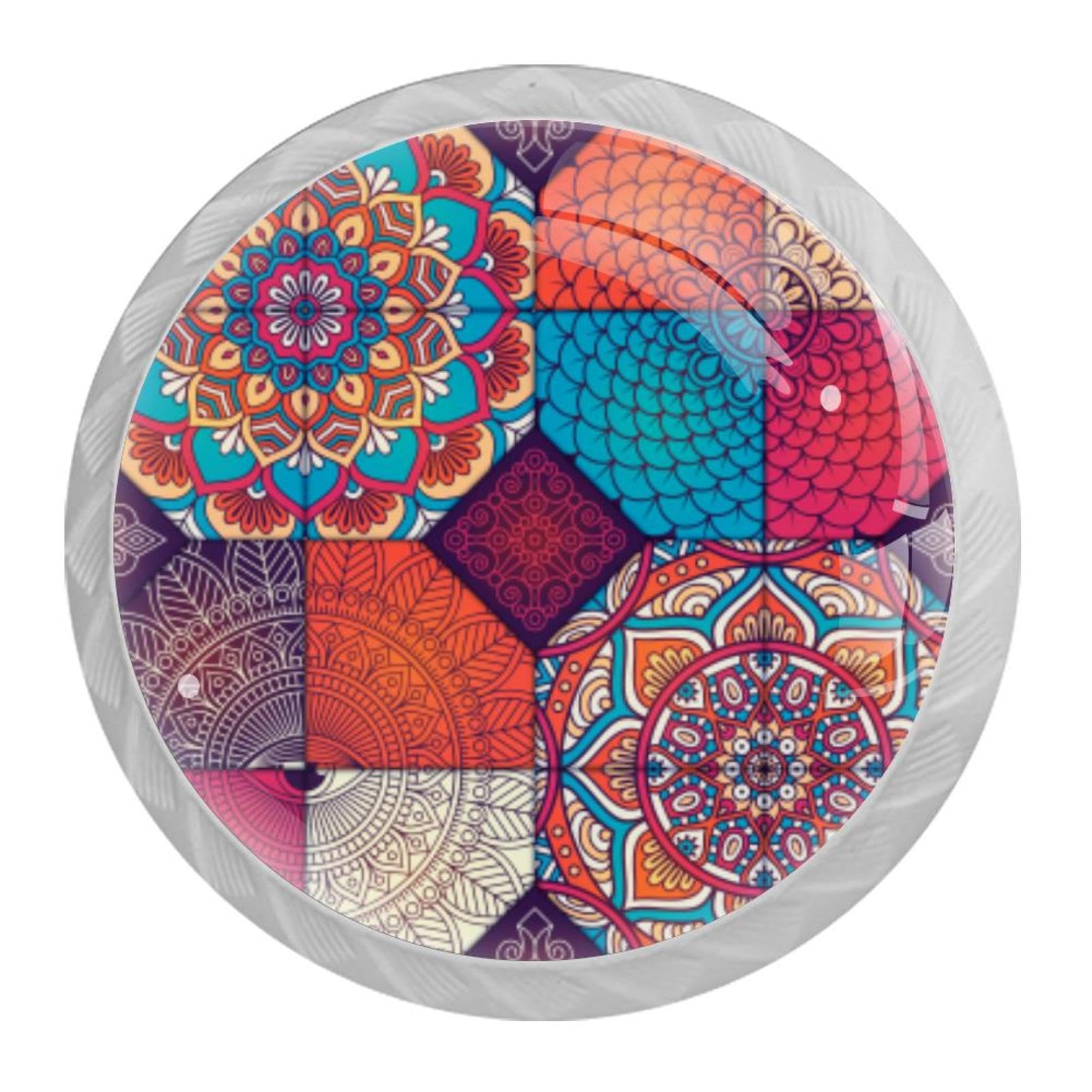 Tqmspg Multi20 4 Pieces Drawer Pulls Mandala Door Knobs Dresser Handles For Kitchen Wardrobe Cupboard Hardware Furniture
