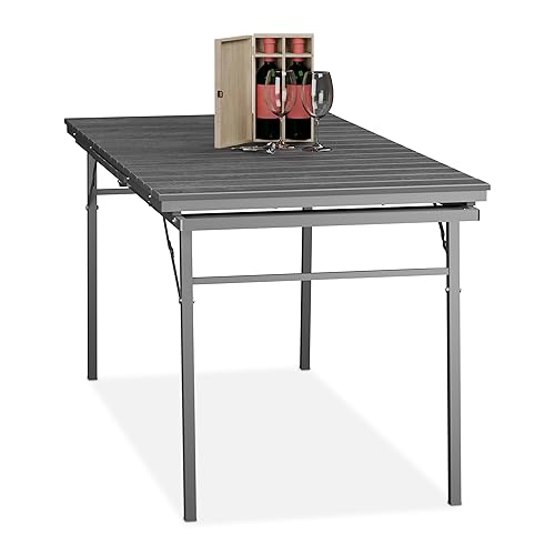 Relaxdays Table de Jardin Extensible et Pliante, Largeur : 166-215