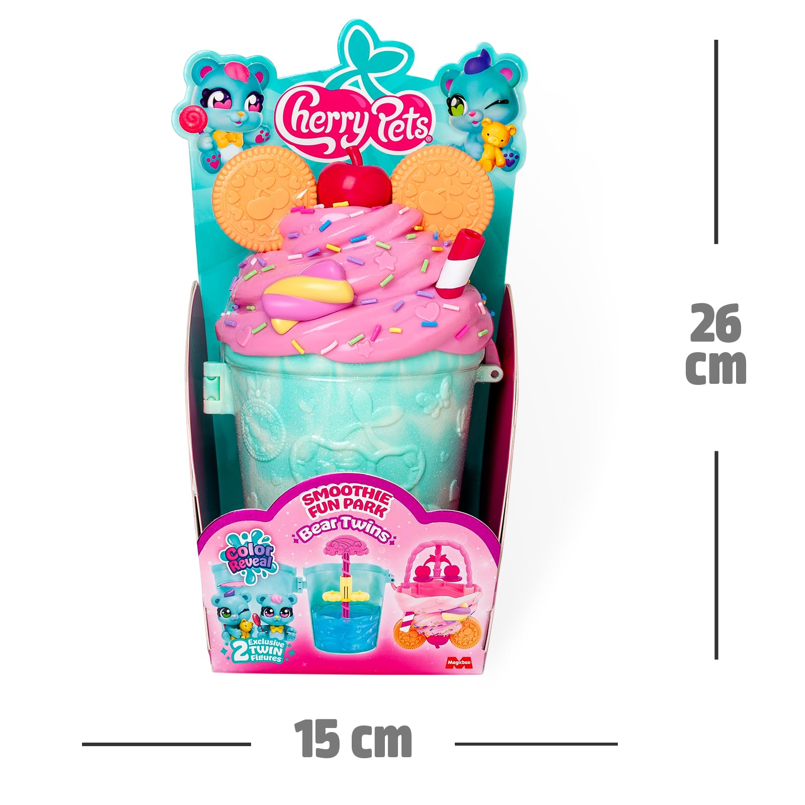 Smoothie Fun Park Bear Twins. Casita con Parque de Atracciones en Forma de Smoothie: Incluye 1 Smoothie, 2 Figuras exclusivas “Color Reveal” y 3 Accesorios