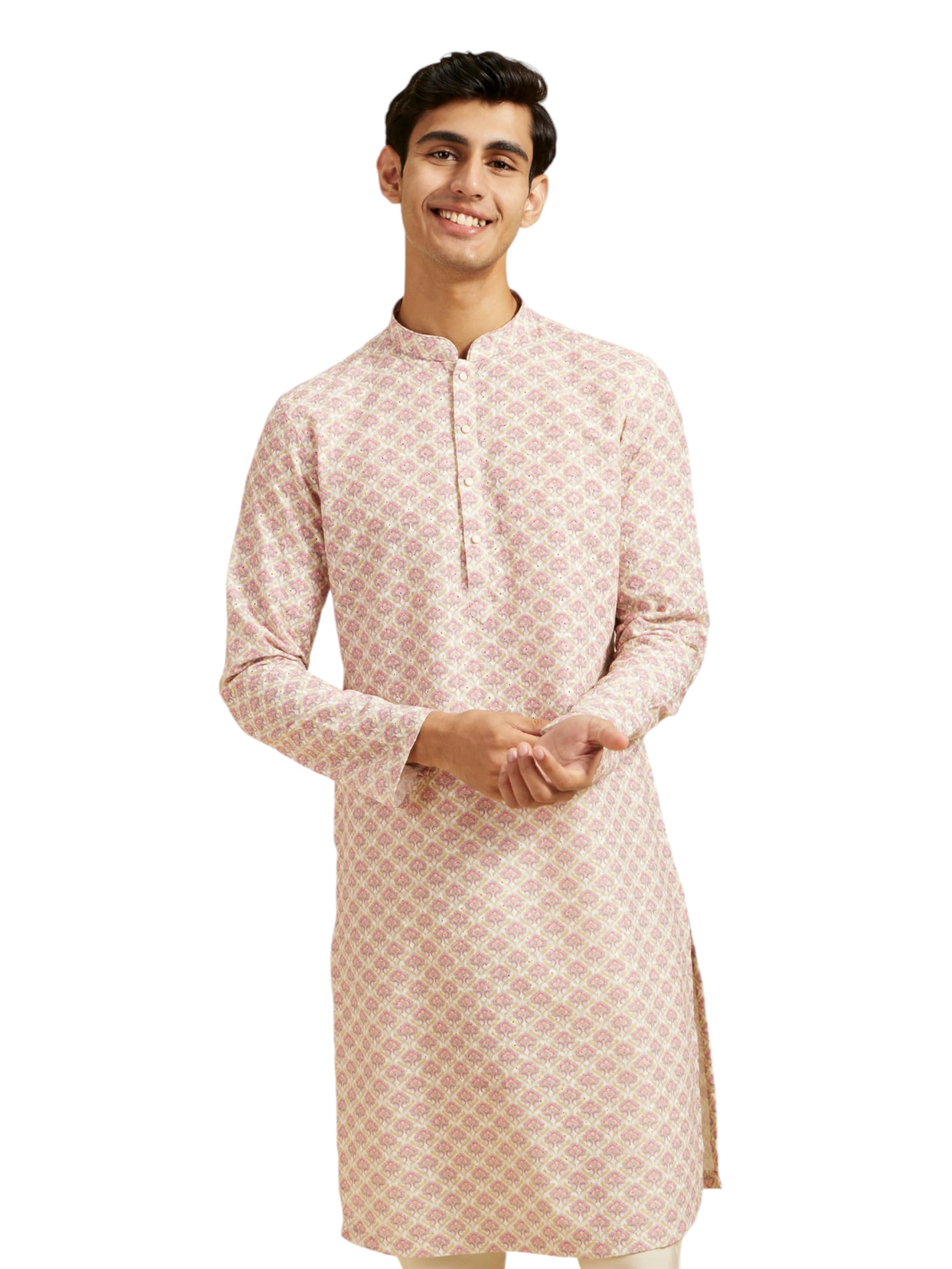 diwas by manyavar Men's Cotton Blend Printed Chikankari Kurta (1pc)-picture-37