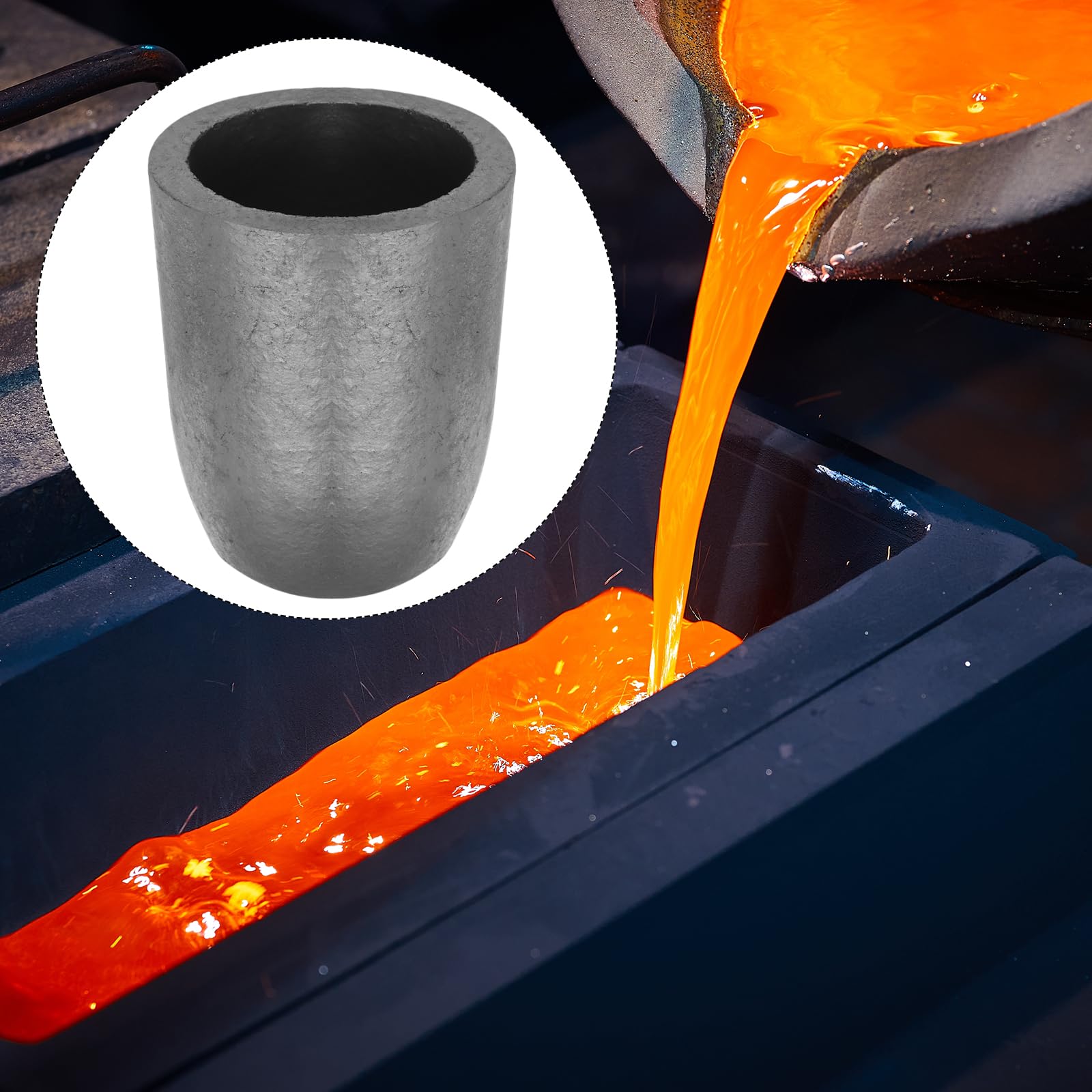 QUARKZMAN Crucible de Grafito de Silicio, 12.3kg Crisol de Fundición de Cobre para Fundir Oro, Plata, Cobre, Molde de Fundición de Horno de Joyería, 120mm ID x 184mm Altura