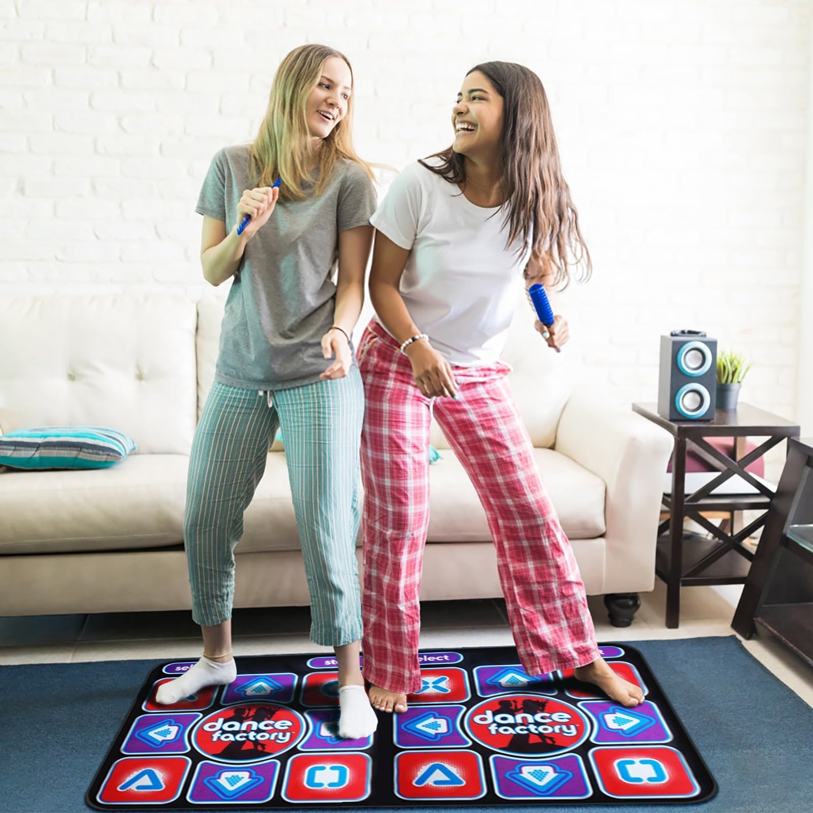 Alfombrilla de baile doble para música electrónica, antideslizante, dispositivo de juego, almohadilla de fitness interactiva, fiesta, entretenimiento (camuflaje, talla única)