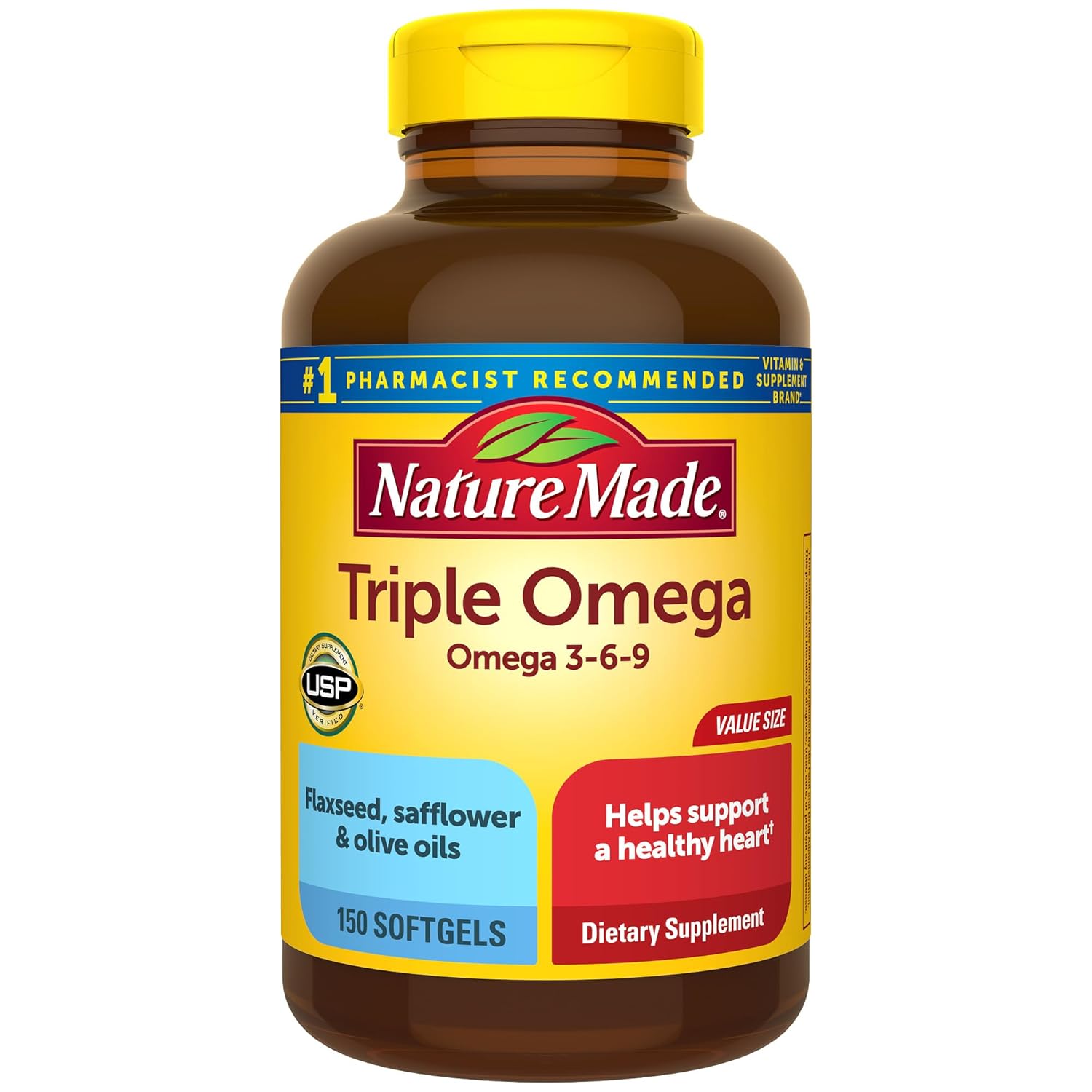 Nature Made Triple Omega 3 6 9 Supplements Flaxseed Safflower Olive Oils Fish Free Omega 3 Fatty Acid