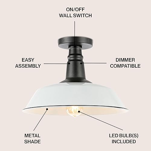 Miniatura 2 de JONATHAN Y JYL7617A Camila 14 pulgadas, 1 luz, clásico, industrial, para interiores y exteriores, montaje semiempotrado rústico de mediados de