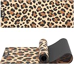 ILILI Tapis de yoga Léopard imprimé Tapis de Yoga 8mm, Suede & TPE Mat d'exercice épais, tapis d'entraînement pour femmes hommes, tapis de fitness 72''x25'' avec strap pour la gymnastique à domicile, Yoga, Pilates, Stretching