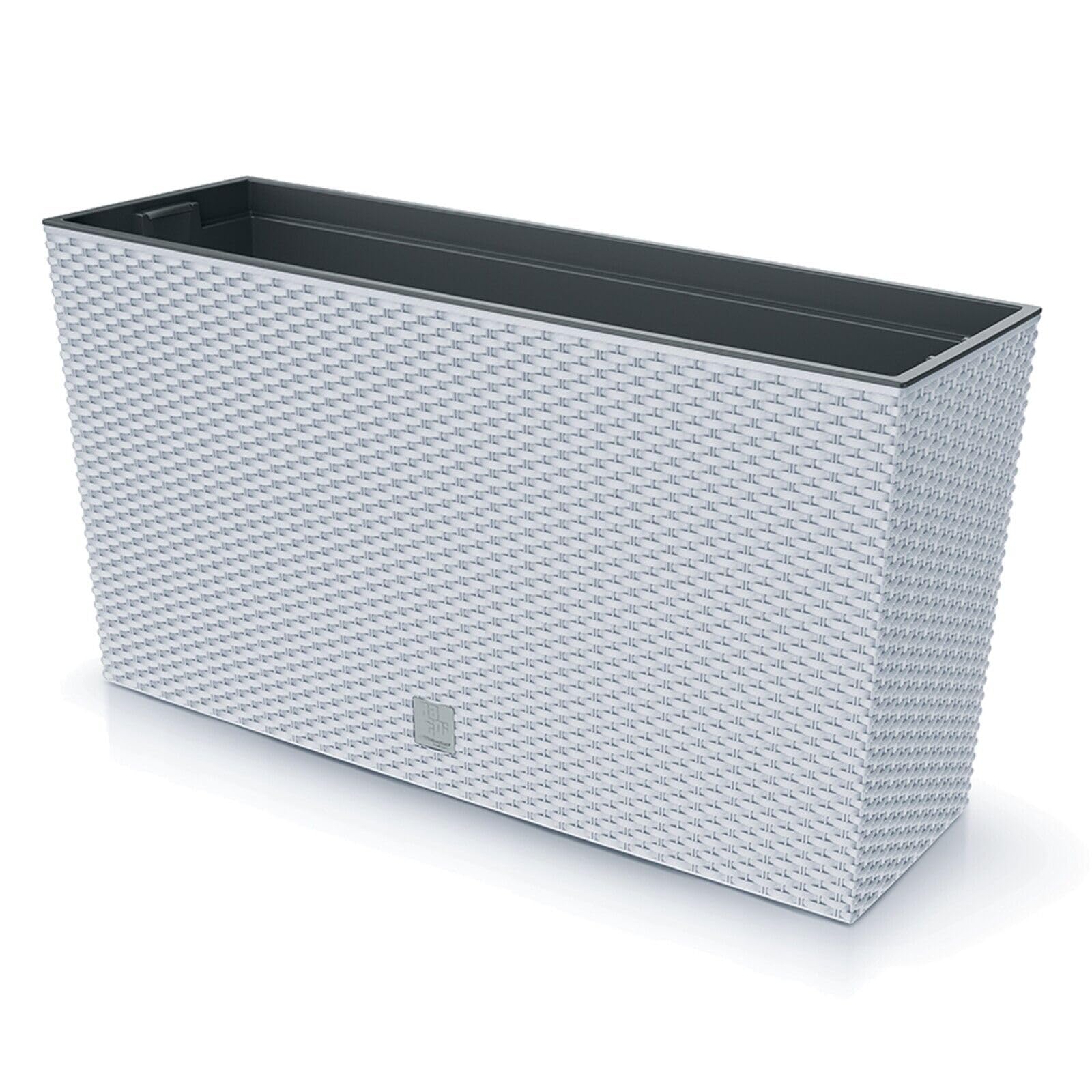 Urbnliving White Tall Rectangle Rato Case Rattan Flower Pot Planter Indoor Outdoor Patio Medium