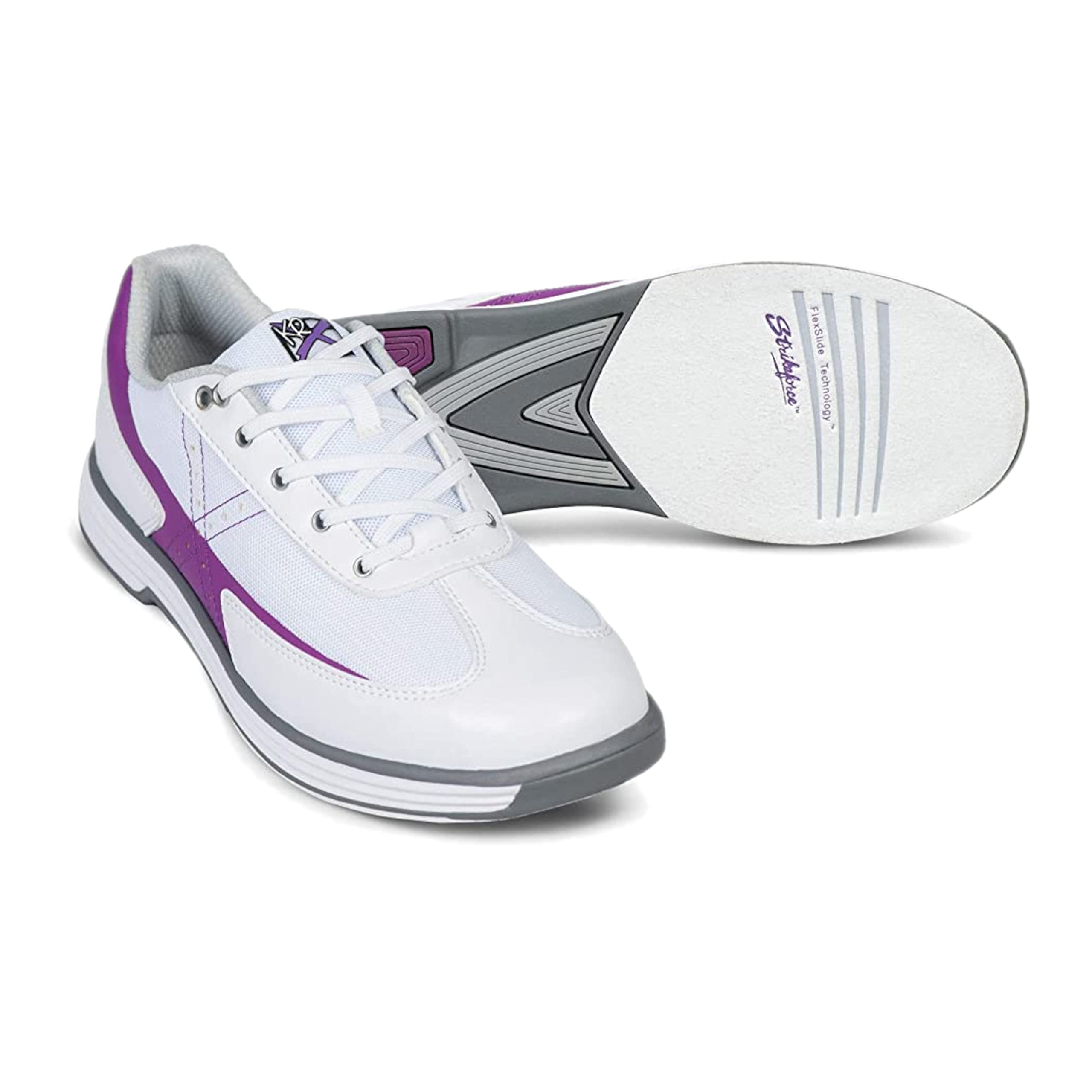EMAX | Zapatos de Bolos Mujer | KR Strikeforce - Flex | Blanco - Uva | Zapatos de Bolos Mujer Talla 36-41