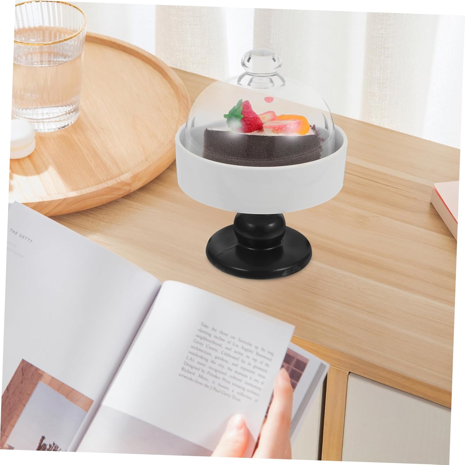 DECHOUS High-foot Ceramic Dessert Bowl with Cover Versatile Serving Dish for Ice Cream Snacks Cakes and More Sturdy Design with Lid for Food Protection for Kitchen and Dining