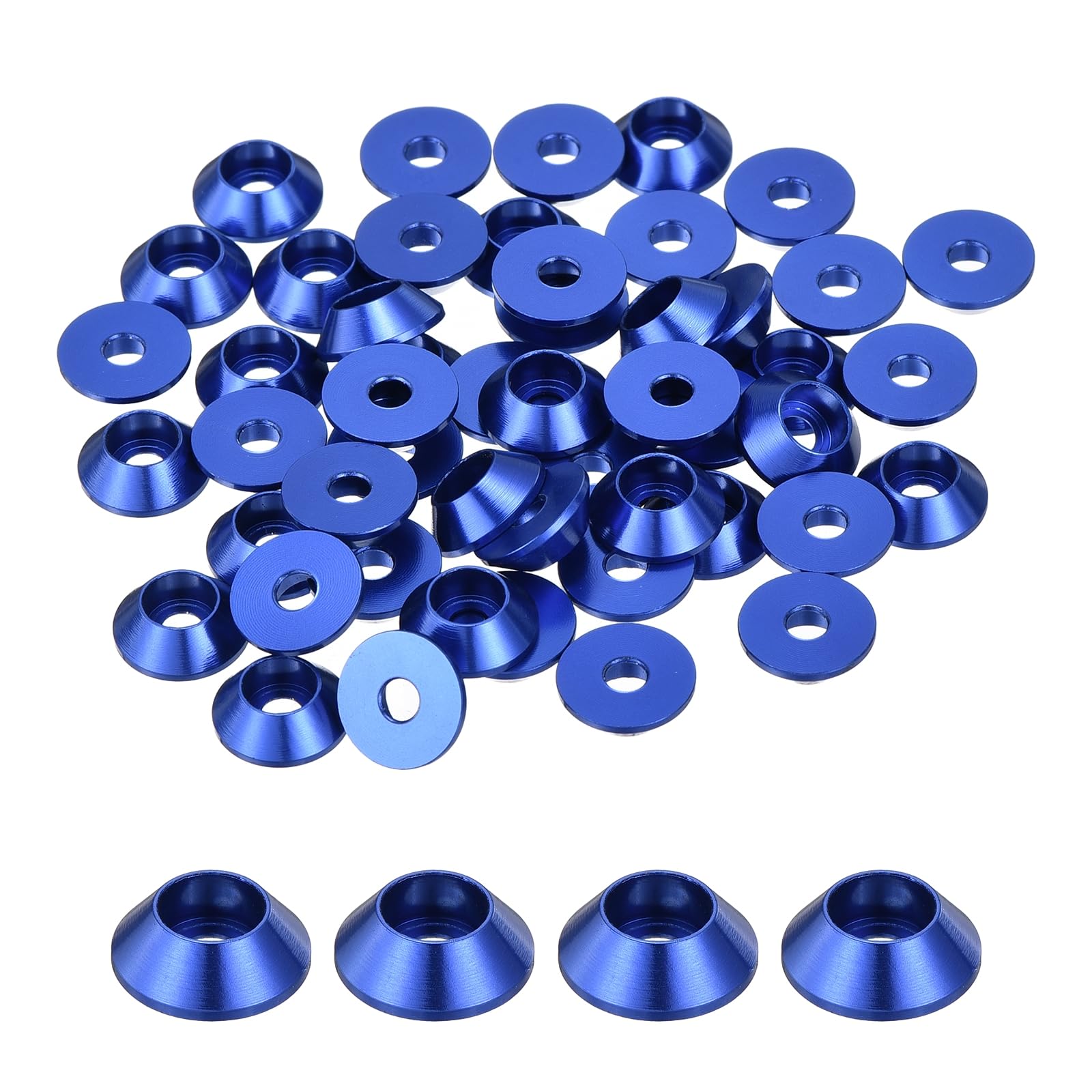 sourcing map M2.5 Cone Cup Washers,Anodized Aluminum Gaskets Cup Head Washer Gasket for Screw RC/FPV/PC/Drone/Mechanical Accessories Model Parts, Pack of 50 (Dark Blue) โ image 1