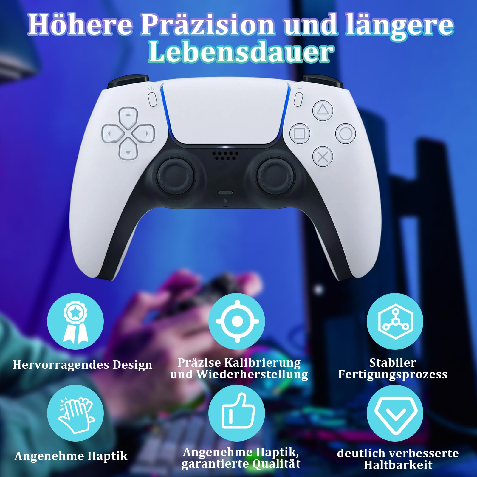 Hall Effekt analogowe pałeczki kompatybilne z kontrolerem PS5 – 4 joysticki zapobiegające dryfowaniu z 4 nasadkami Thumbstick, zestaw naprawczy – kompatybilne z PlayStation 5 DualSense Wireless
