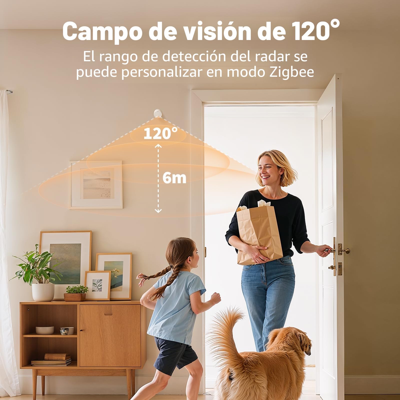 Aqara Sensor de Presencia Inalámbrico 5 en 1 FP300, Thread/Zigbee, mmWave Radar+PIR, Sensor de Movimiento/Presencia/Luz/Temperatura/Humedad, Admite HomeKit, Home Assistant, Alexa y Google Home