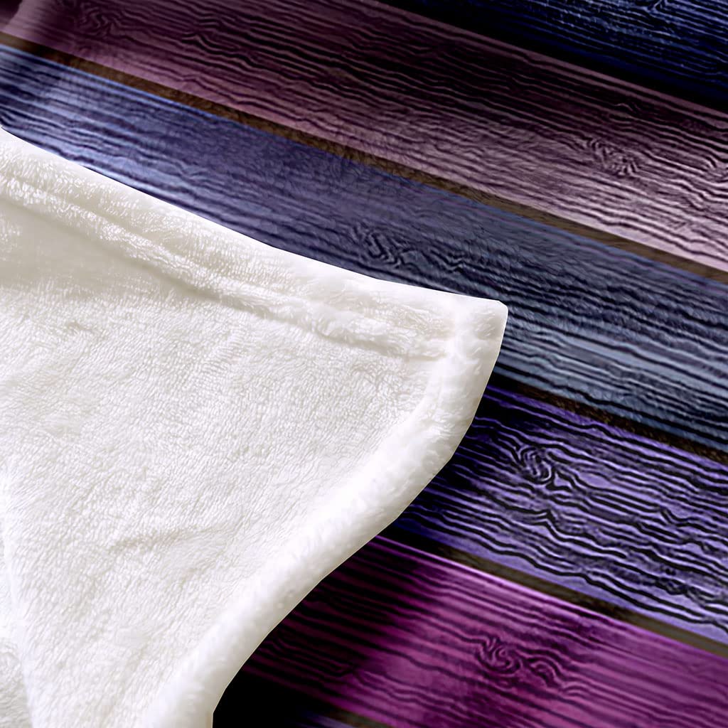 Couverture Polaire Flanelle en Microfibre Couverture Lit 1 Personne 180X200Cm Rayures Bleu Violet Plaid Fourrure Grande Taille Jeté De Canapé, Couverture Chaude Douce en Peluche