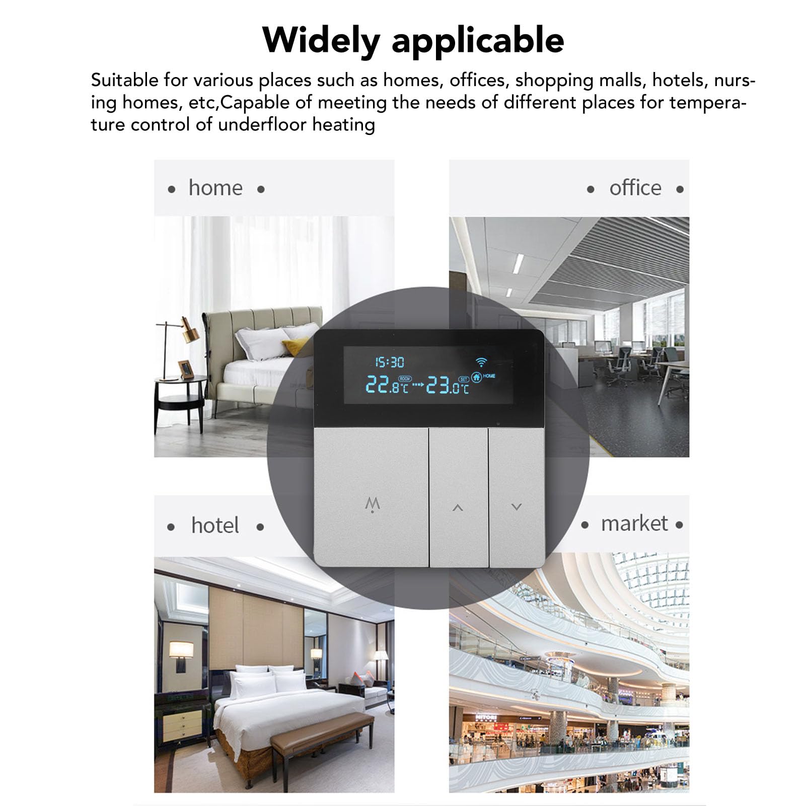 Inteligentny termostat kolorowy 16 A, programowalny, inteligentny elektryczny termostat grzewczy do prywatnych domów, biur, centrów handlowych i hoteli, prąd zmienny 90-240 V (WiFi, sterowanie głosowe